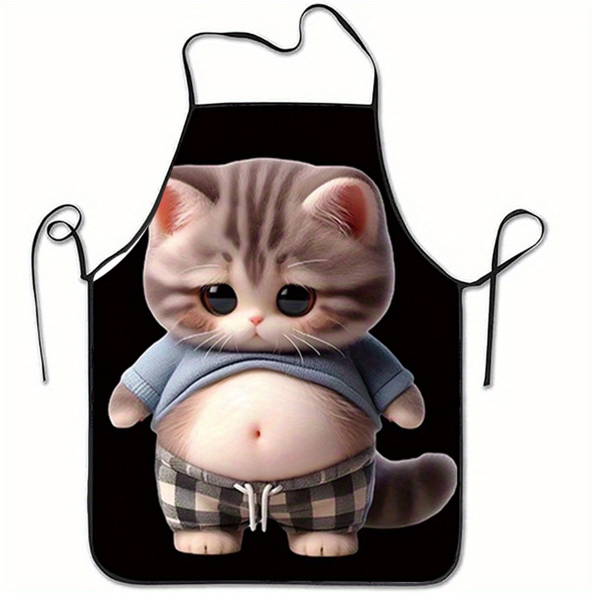 Home Cooking For Cats - مريلة مطبخ بتصميم قطة كرتونية لطيفة،