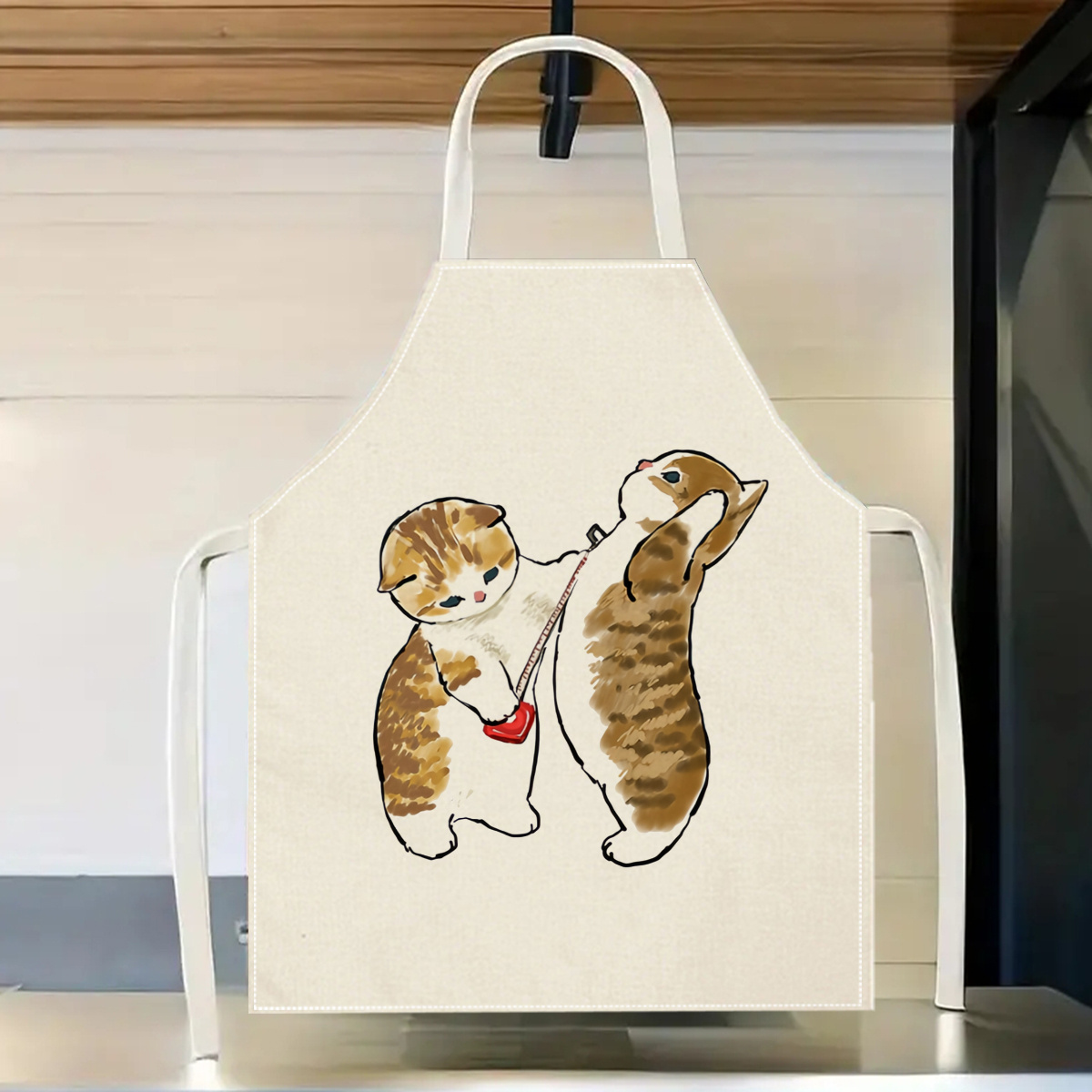 Home Cooking For Cats - 1 قطعة مريلة مطبخ من الكتان