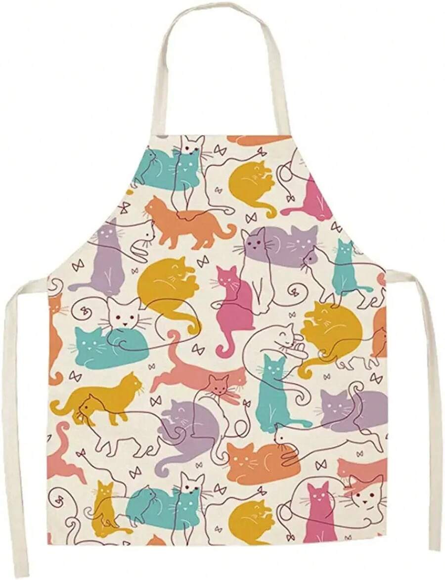 Home Cooking For Cats - مريلة مطبخ بتصميم قطط ملونة وجميلة،