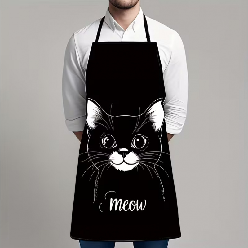 مريلة مطبوعة برسومات قطة سوداء - مراجعة Home Cooking For Cats وسعره