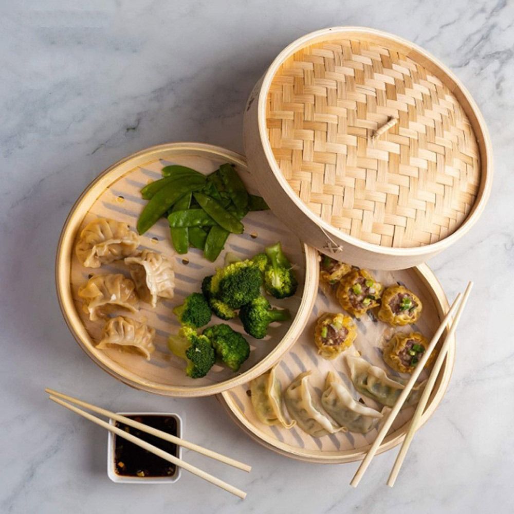 قدر بخاري صيني من الخيزران لطه - مراجعة Steamer Bamboo Set وسعره